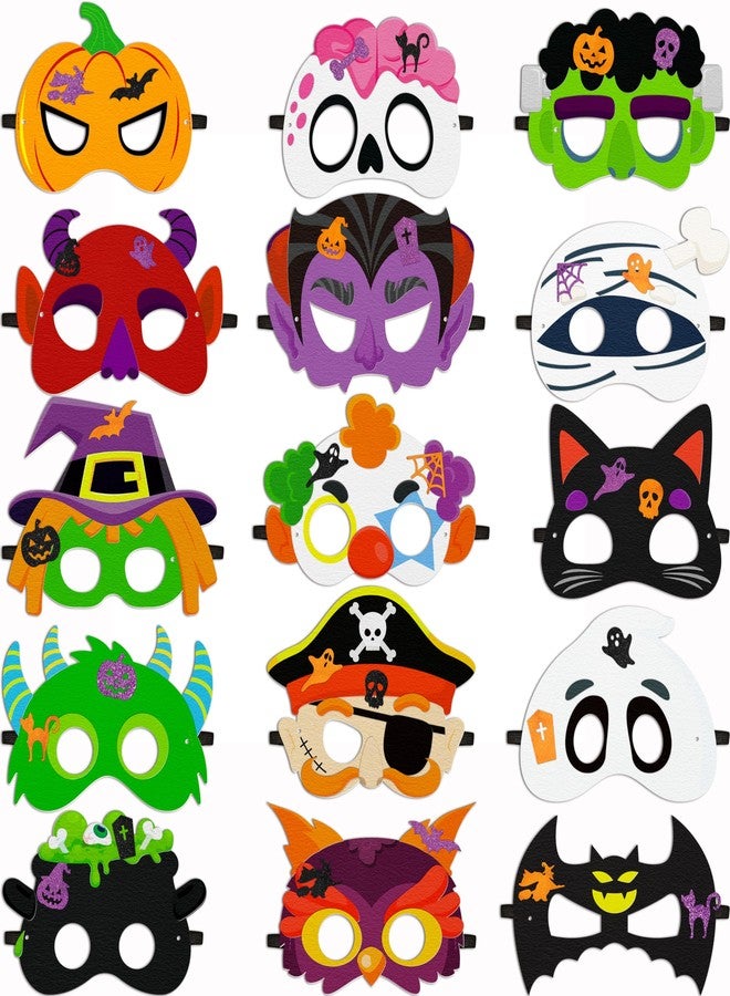 80UncleKimby 30PCS Halloween Crafts in Bulk - Felt Face Masks DIY Arts Kit, Hallowmas Party Favors Classroom Activities Supplies - Image 1